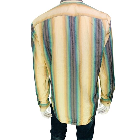 Tommy Bahama Jeans Mens Island Soft Shirt Silk Cotton Multicolor Stripe Size XL - Picture 7 of 12